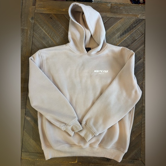 White Fox Boutique Tops - White Fox Vol.3 Beige Pullover Hoodie M/L Fleece Logo Cotton Blend Long Sleeve